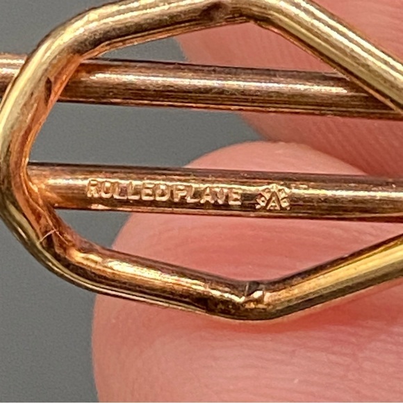 Vintage Mid Century Wedding Two Tone Love Knot Tie Bar Chain - Picture 4 of 15